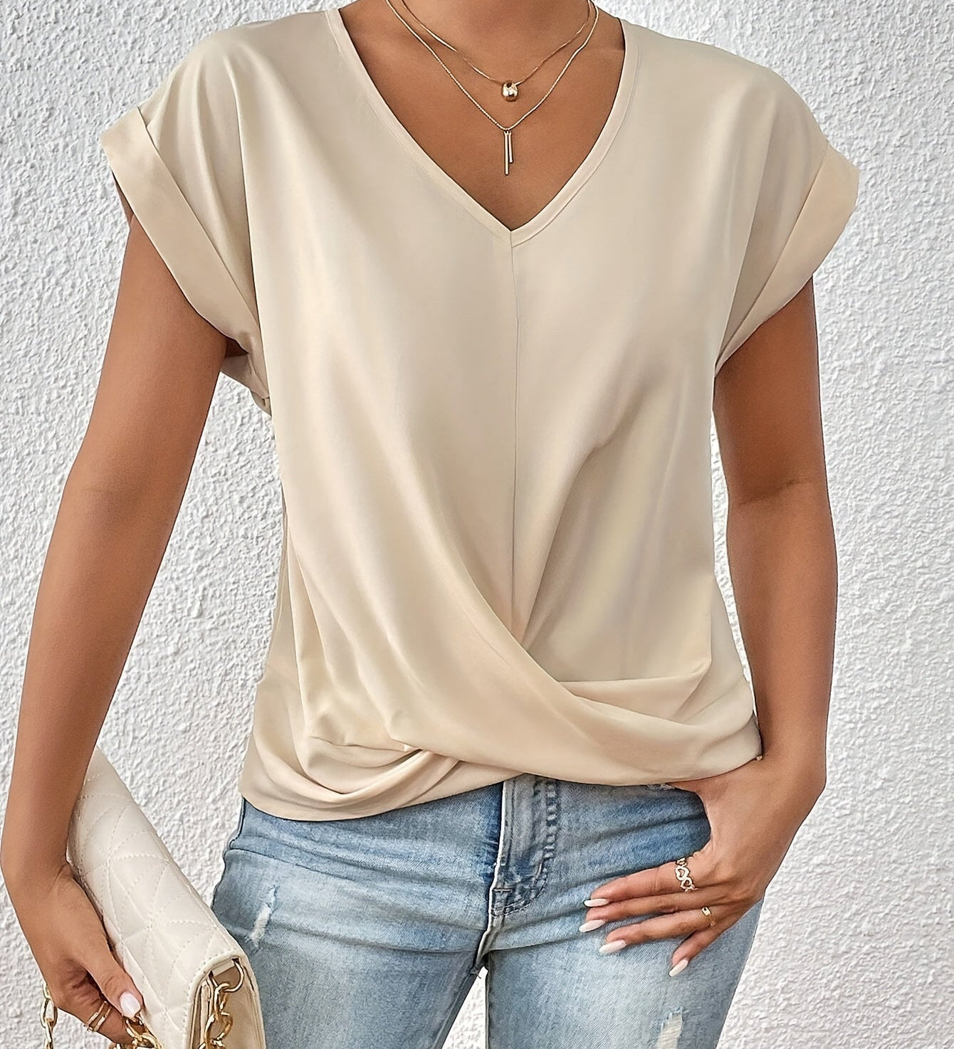 Varel | T-shirt casual con morbido scollo a V (1 + 1 in omaggio)