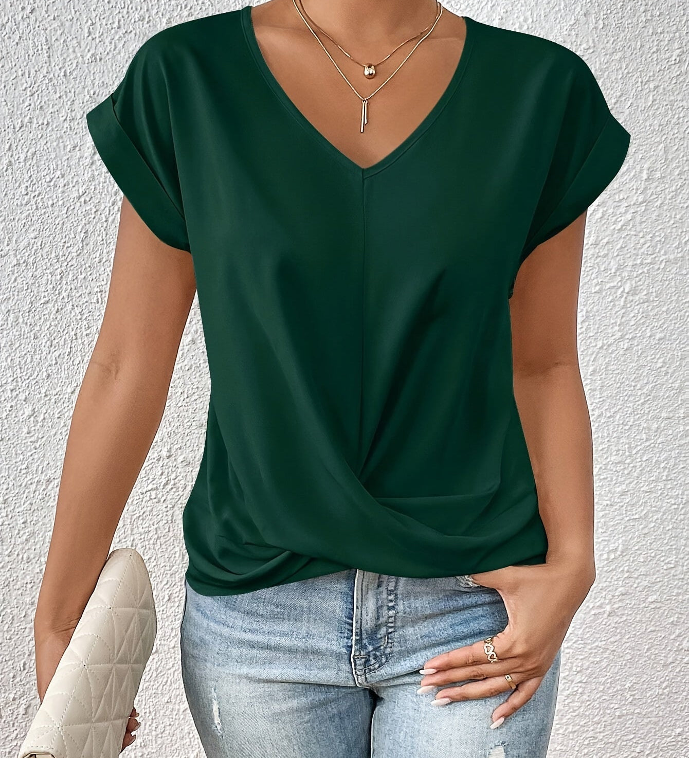 Varel | T-shirt casual con morbido scollo a V (1 + 1 in omaggio)