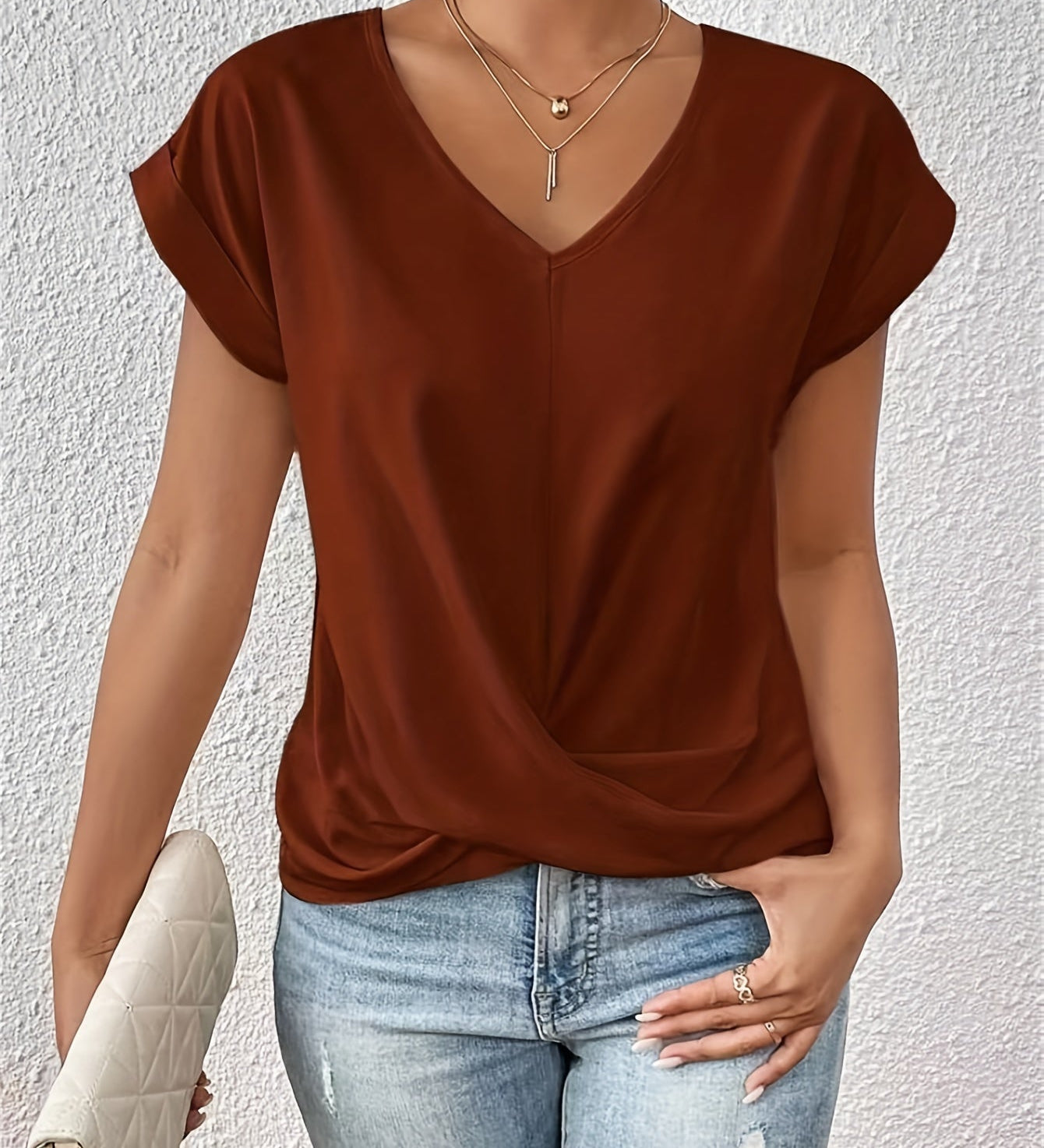 Varel | T-shirt casual con morbido scollo a V (1 + 1 in omaggio)