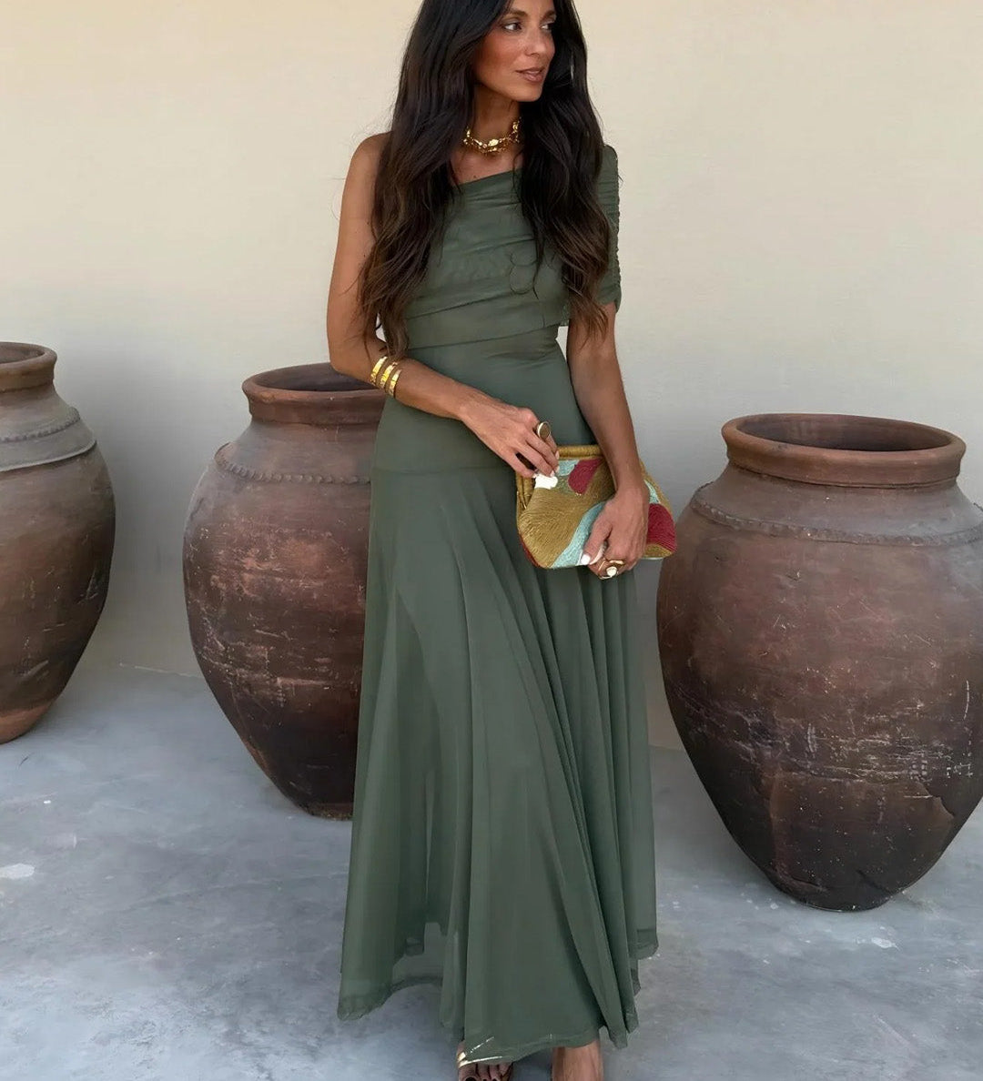 Jana™ | Elegantní dlouhé šaty s odhalenými rameny