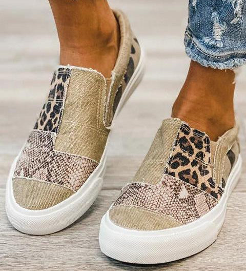 Quinny  | Ležérní plátěné boty s leopardím potiskem